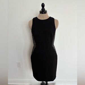 Banana Republic Womens Dress Sz 4 Black White Career OfficeTweed Sheath Fitted